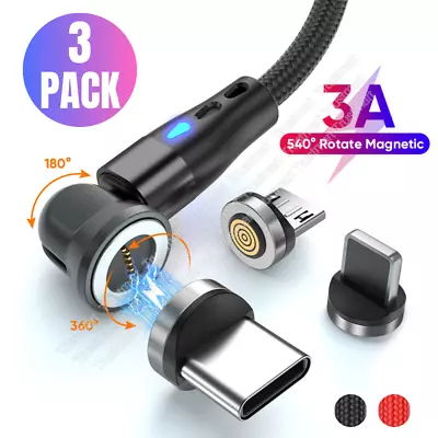 3 Pack 3/6FT Magnetic Fast Charger Cable For IPhone Samsung Type C Micro USB • $12.49