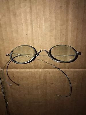 Antique Willson Granny Glasses Oval Lens Steel Wire Rim Eyeglasses Silver Tone ! • $11.99