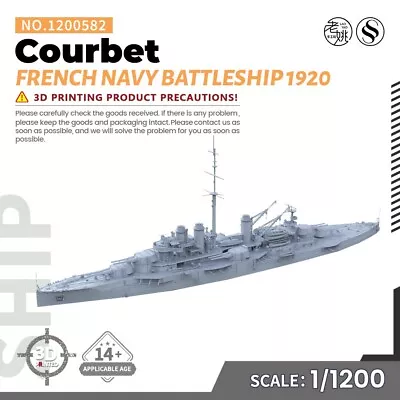 SSMODEL WOW WT 1:1200 Military Model Kit French Navy Battleship Courbet 1920 • $34.99