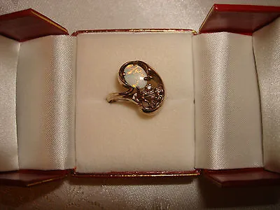 Vintage Collectible Jason Design 10k Solid Yellow Gold Opal Diamonds Ring Size 8 • $424.99