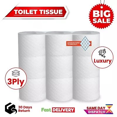 3 Ply Toilet Rolls Soft Supreme Luxury Quilted Embossed White Tissue Roll Bulk • £16.25