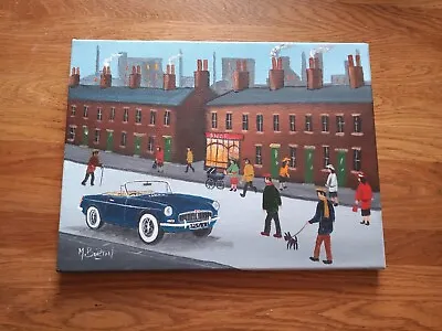 Mal Burton Original Art Oil Painting On Canvas  Down The Street  MGB 2016 Signed • £95
