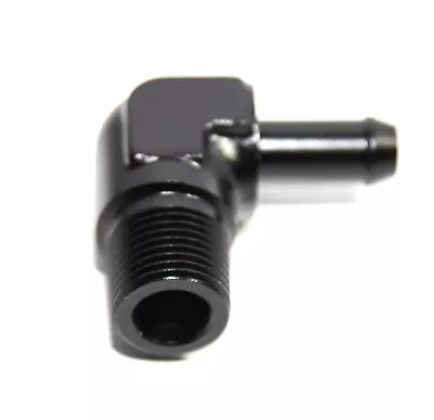 BLACK 3/8  NPT Male To 3/8  Hose Barb 90 Degree Aluminum Fitting Adapter • $10.99