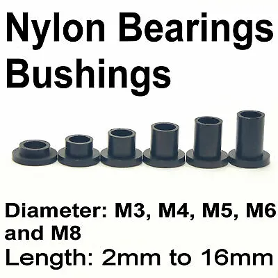 £4.59 • Buy 12 Black Nylon Plastic Bearings Bushings Shoulder Washers M3 M4 M5 M6 And M8
