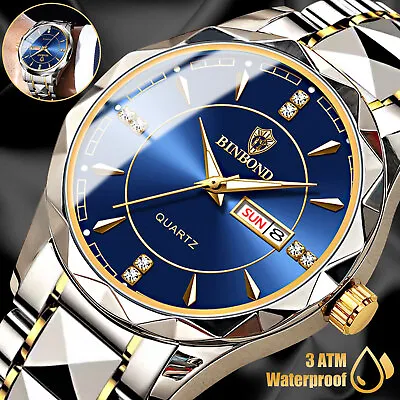 Waterproof Men Watch Stainless Steel Quartz Luminous Classic Business Wristwatch • $16.98