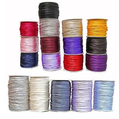 £4.95 • Buy Rat-Tail 2mm Satin Rats Tail Cord Rope Trim Gift Wrap Braiding 20 Colours 