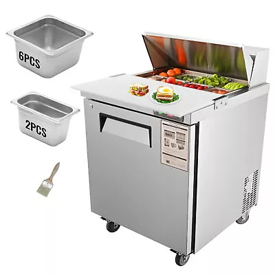 VEVOR Refrigeration 28 W Sandwich Salad Prep Table 1 Door With 8 Pan Capacity • $1198.99