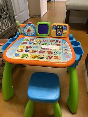 VTech Touch & Learn Activity Toddler Desk Educational Play Table And Stool • $19