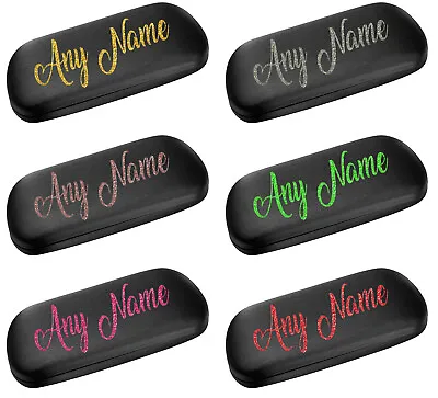 £9.99 • Buy Personalised Black Satin Finish Curved Metal Glasses Case - (Newcastle-Glitter)