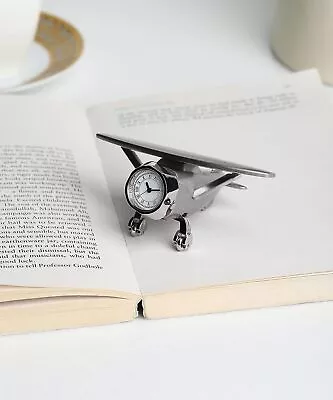 Aeroplane Table Clock With Rotating Wheels Metal Airplane Design • $65.10