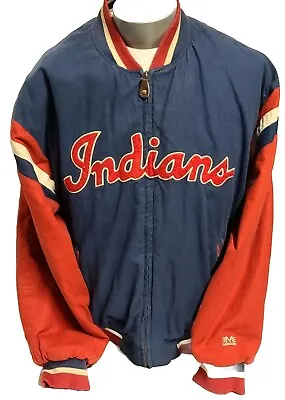 Cleveland Indians MIRAGE Cooperstown Collection 1954 Jacket Coat Chief Wahoo L • $124.99