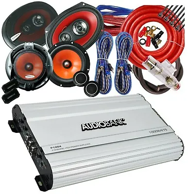 2x Audiobank AB-650C 6.5  +2x AB-6970 6x9 Speakers + P1004 Amplifier + 4 Ch Kit • $139.99