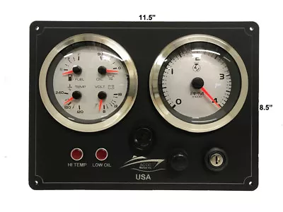 AC DC Marine Panel 5  Multi Function & 5  Alt RPM Argent Gauges - Made In USA • $449.99