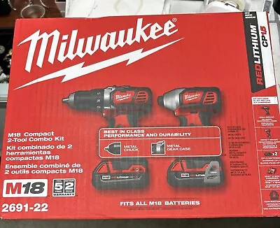Milwaukee 2691-22 M18 Li-Ion 18V Compact Drill & Impact Driver Kit • $186