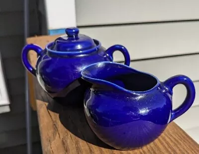 HIC Japan Small Cobalt Blue Porcelain Sugar & Creamer. 3.5  High & 3 Wide. • $16