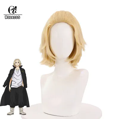 Tokyo Revengers Manjiro Sano Cosplay Wig 35cm Short Blonde Mens Halloween Wig • $11.21