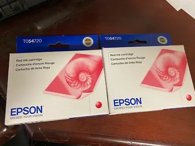 2 NEW Sealed Epson T054720 Red Ink Cartridge For Stylus Photo R800 R1800 02/2011 • $7.95