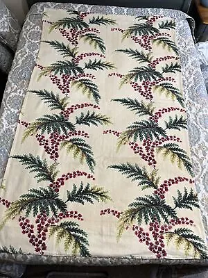 VTG Barkcloth Curtain Panel Material Ferns & Flowers MCM 70” X 41” • $19.99