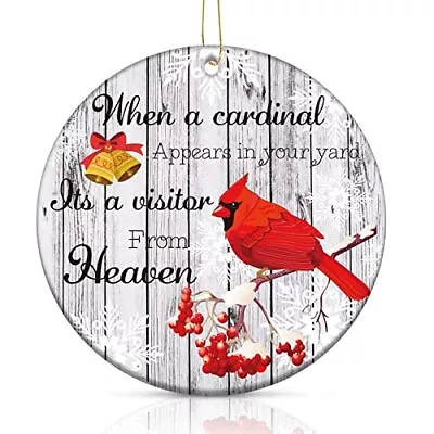 3 Inch Round Red Cardinal Christmas Ornaments Loved One In Heaven Ornament • $8.75