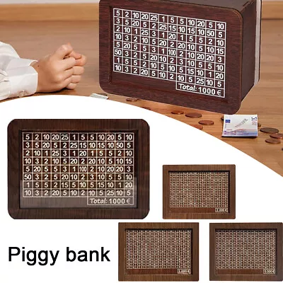 Wooden Money Box With Counter Piggy Bank Cash Saving Box ￡1000-￡5000 Child Gift • $14.99