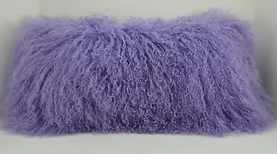Mongolian Lamb Fur Pillow Lavender  New Lilac Cushion   • $79.95