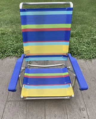 Vintage Rio Beach Collection Low Lawn Beach Aluminum Chair Stripes With Arms • $29.21