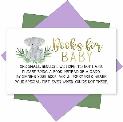 25 Books For Baby Shower Request Cards - Baby Elephant Baby Shower Invitation... • £9.49