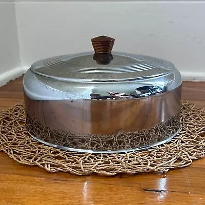 Vintage Chrome Mid Century Domed Cake Cover Cake Saver • $24.95