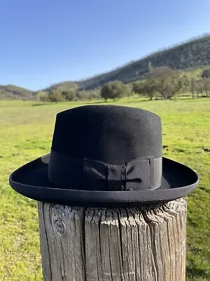 Vintage Mallory Black Homburg Hat 1940s Or 1950s Size 7 ⅛  • $119