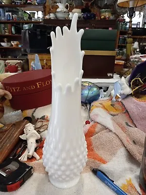 Vintage Swung Vase White Milkglass Hobnail By Fenton Co • $50