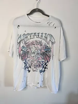 Urban Outfitters Metallica Graphic Tee Size Small Medium Distressed White  • $32