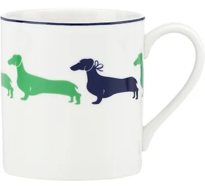 Kate Spade LENOX Green Blue Dachshund Coffee Mug 4  Cup Dog Design Multiple Aval • $12.95
