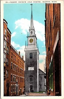 Christ Church Old North Boston Mass Massachusetts Ma Clock 1930 Cancel Postcard • $3