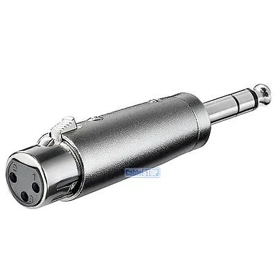 STEREO 6.35mm 1/4  Male Jack Plug To 3 Pin XLR Female Socket Amp Mic Adapter • £3.75