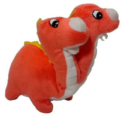 Vtg Two Headed Dinosaur Orange 6  Small Soft Plush Stuffed Toy Dragon Imperial • $5.95