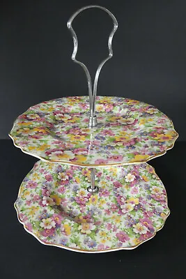 £20 • Buy James Kent Du Barry Fenton Chintz Cake Stand. Two Tier.