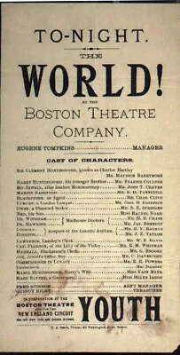 Maurice Barrymore  The World  Broadside Handbill Undated Boston • $100