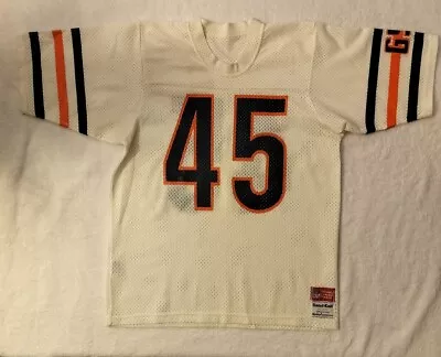 Vintage 80's Gary Fencik Chicago Bears Medium White Sand Knit Jersey Made In The • $55