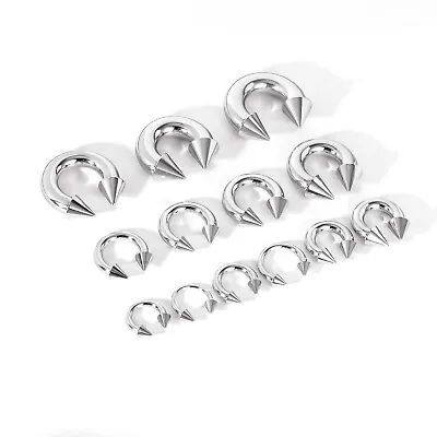 1 Pair Large Gauge Surgical Steel Nose Septum Ring Spike Ear Gauge Earrings • $7.59