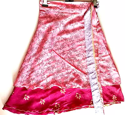 Vintage Sari Magic Wrap Skirts Multicolor Bohemian Hippie Skirt Mini Skirt • $19.40