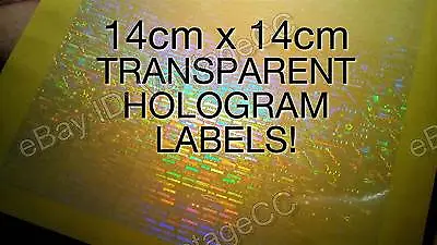 HUGE TRANSPARENT Security Hologram Stickers Labels 14cm Square Signature HRI • £14.84