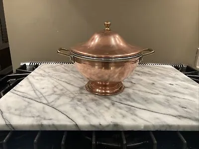 Vintage Lecellier Villedieu French Copper Tureen With Lid 8” Diameter • $135