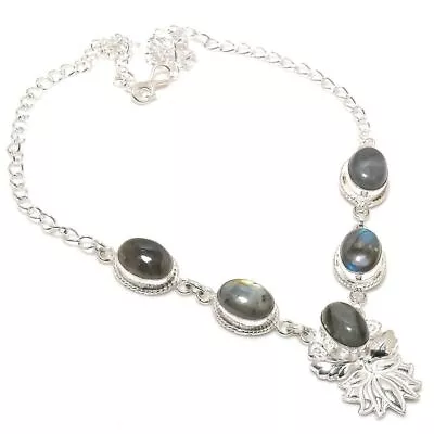 Labradorite  Gemstone Handmade 925 Sterling Silver Jewelry Necklaces Size 18  • £9.37