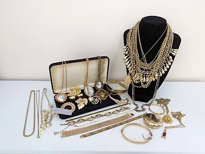 £10.50 • Buy Vintage Gold Tone Jewellery Joblot Bundle Untested Necklace Bracelet Brooch