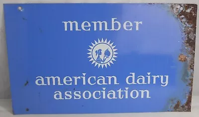 Vintage American Dairy Association Member Tin Milk Cow Double Sided Sign • $75