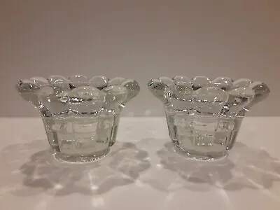 KIG Clear Glass Candle Holder Marked KIG Malaysia Candle Holders Set Of 2 Vintag • $8.79