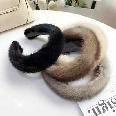 Women Luxury Winter Real Mink Fur Fuzzy Headbands Hair Band Hair Hoop Furry Gift • $19.99