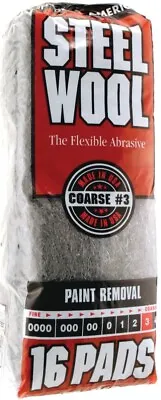 Homax Steel Wool #3  Course  1 Bag (16pads) Brand New Fast Shipping!!! 0371492 • $3.99