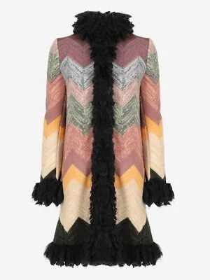 NWOT Missoni Multicolor Patterned Wool Faux Fur Trim Detail Coat 38/XS/2 Winter • $900