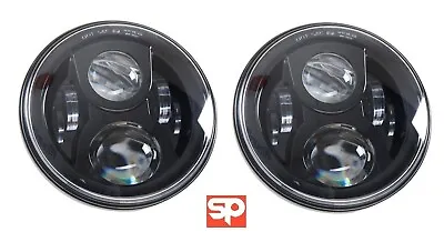 PAIR LED Headlights BLACK CRYSTAL 7  Lights Headlamps For Land Rover Defender • £49.95